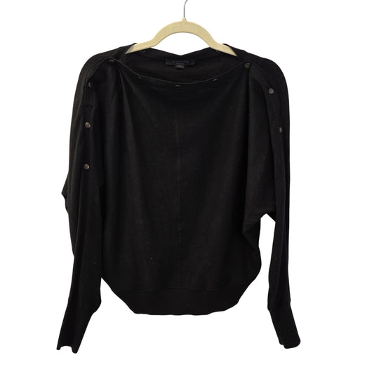 All Saints Ellie Adjustable Collar Snap Dolman Sleeve Sweater Size XS