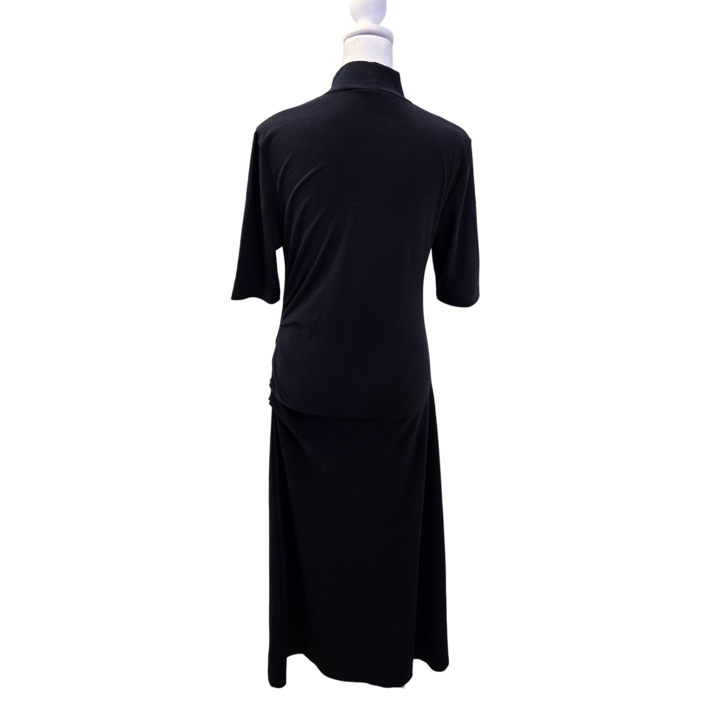 NWOT OGL Stretch Cotton Mockneck Elbow Length Sleeve Ruched Midi Dress Size Medium