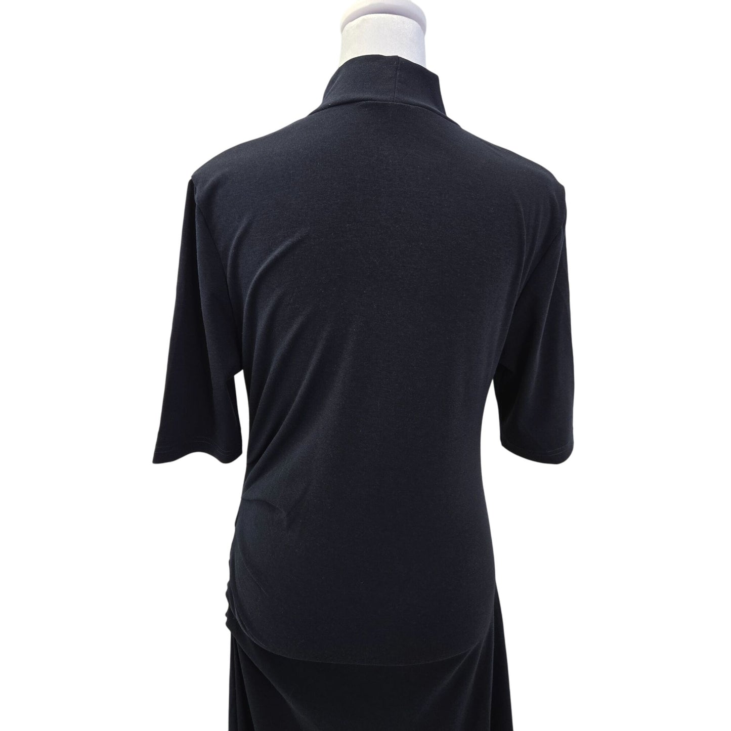 NWOT OGL Stretch Cotton Mockneck Elbow Length Sleeve Ruched Midi Dress Size Medium