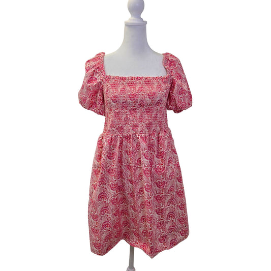 J. Crew Puff-sleeve Smocked Mini Fit & Flare Dress in Dandelion Swirl Size Medium
