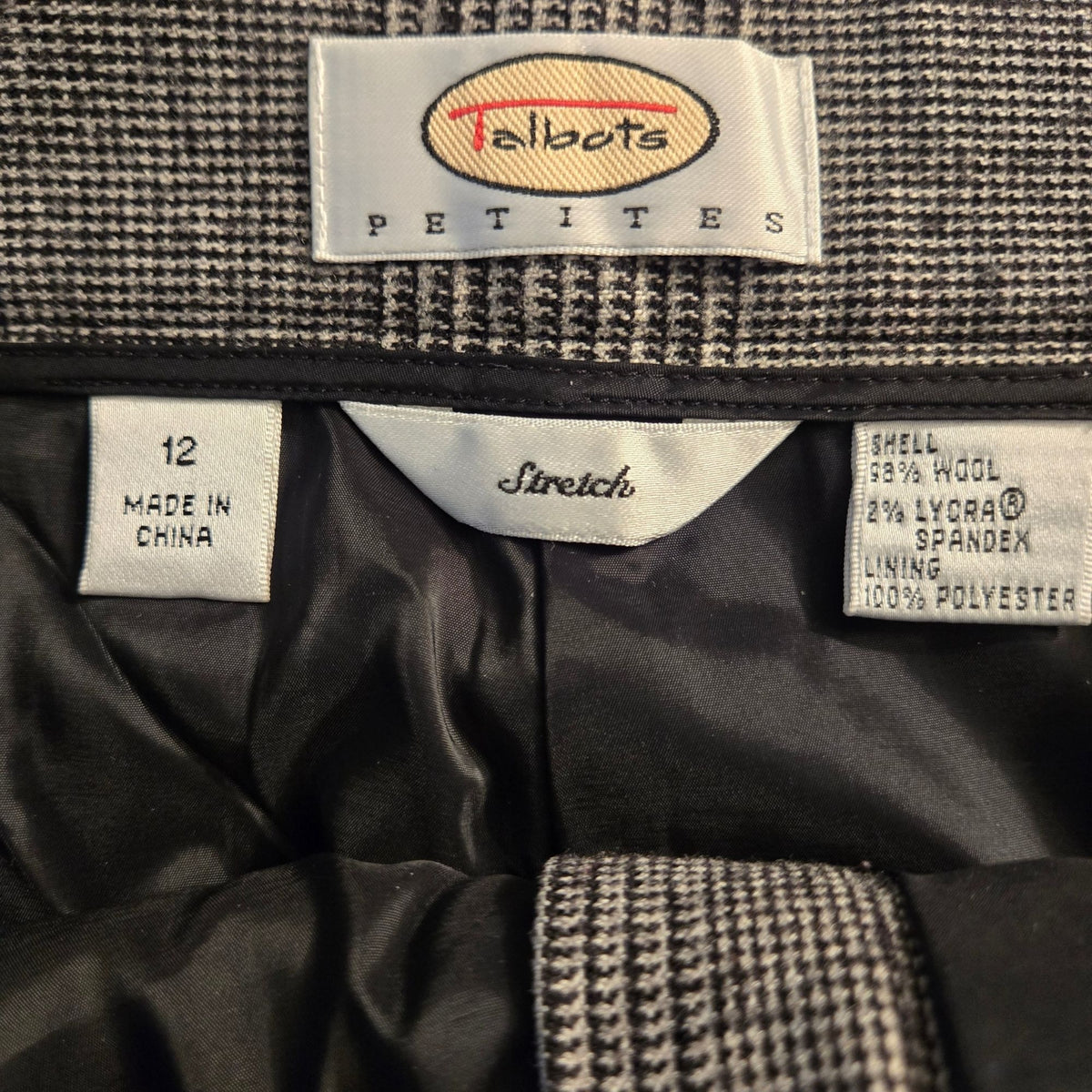 Talbots Petites Wool Glen Plaid Trouser Pants Size 12 Petite