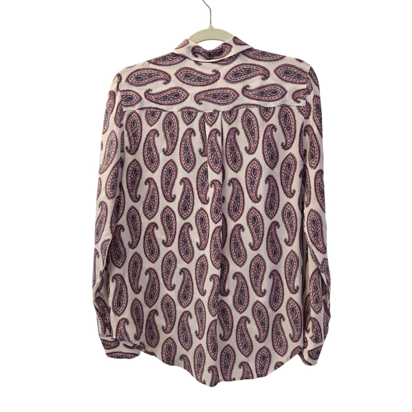 Ann Taylor 100% Silk Paisley Print Button Down Blouse Size Small