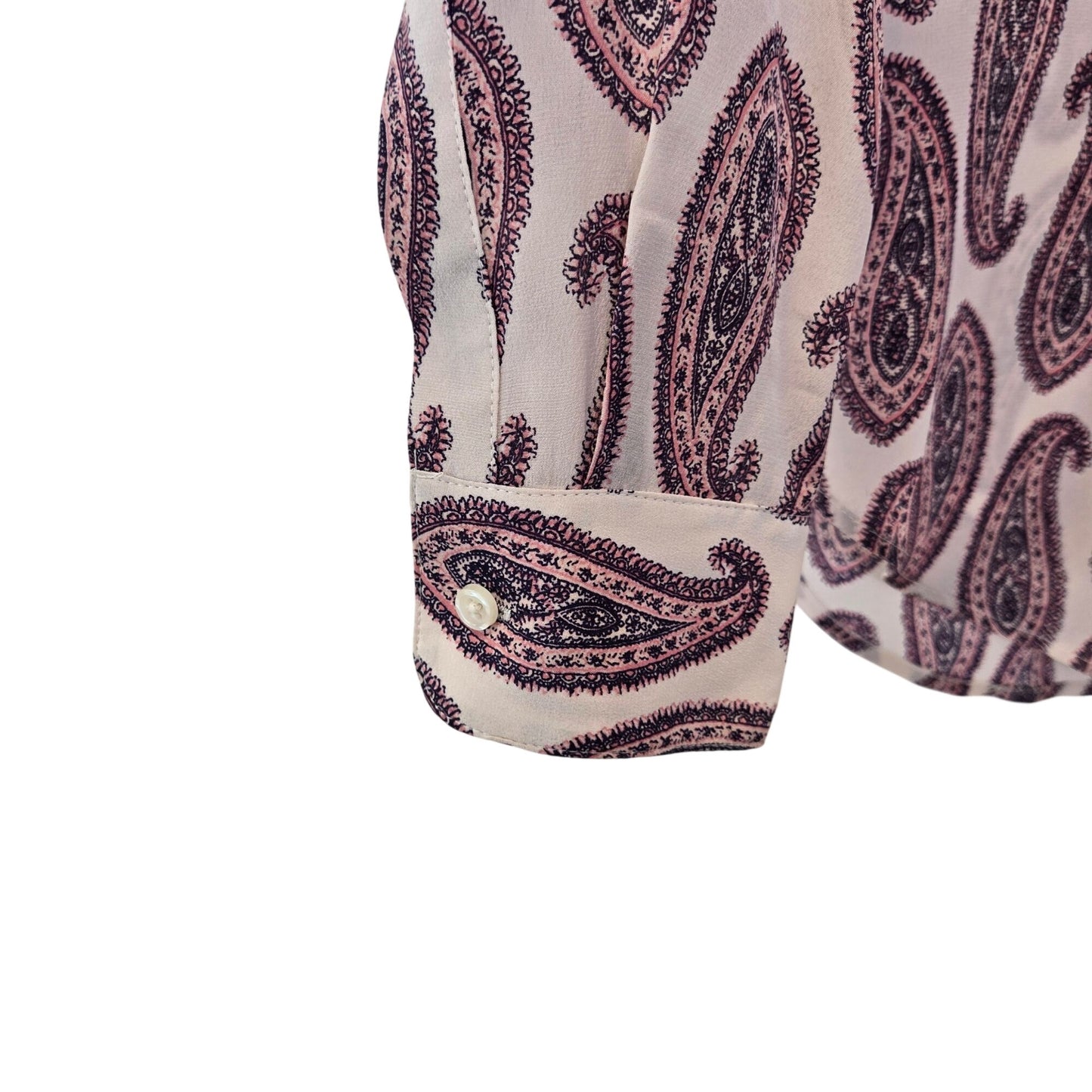 Ann Taylor 100% Silk Paisley Print Button Down Blouse Size Small