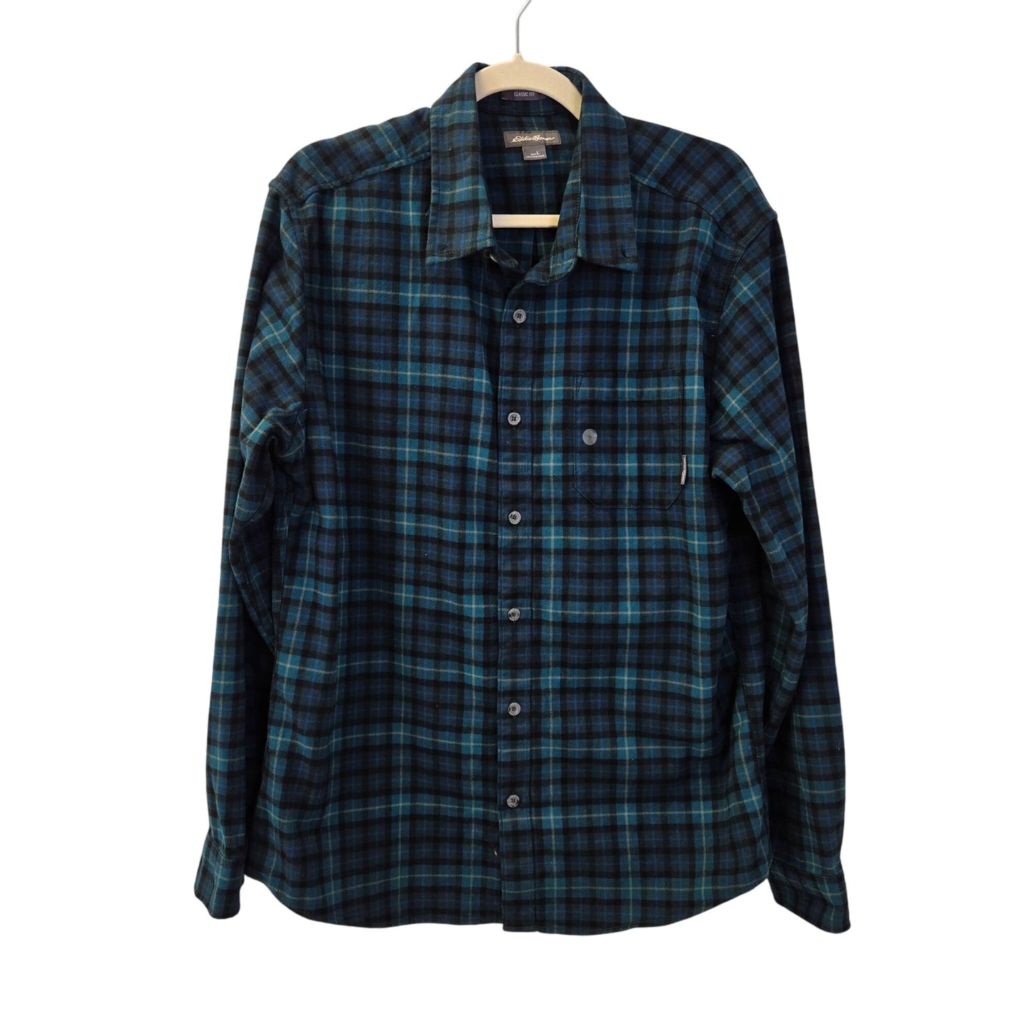 NWOT Eddie Bauer Class Fit Plaid Flannel Button Down Shirt Size Large