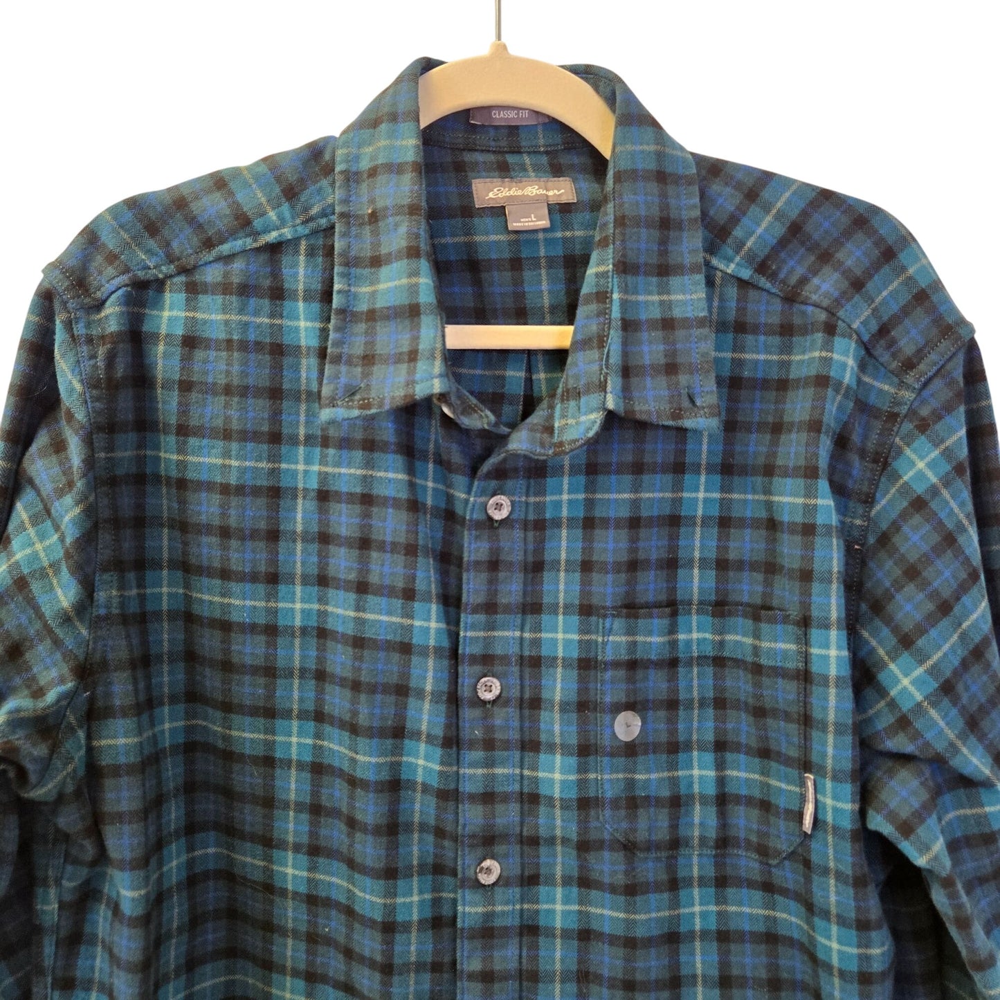 NWOT Eddie Bauer Class Fit Plaid Flannel Button Down Shirt Size Large