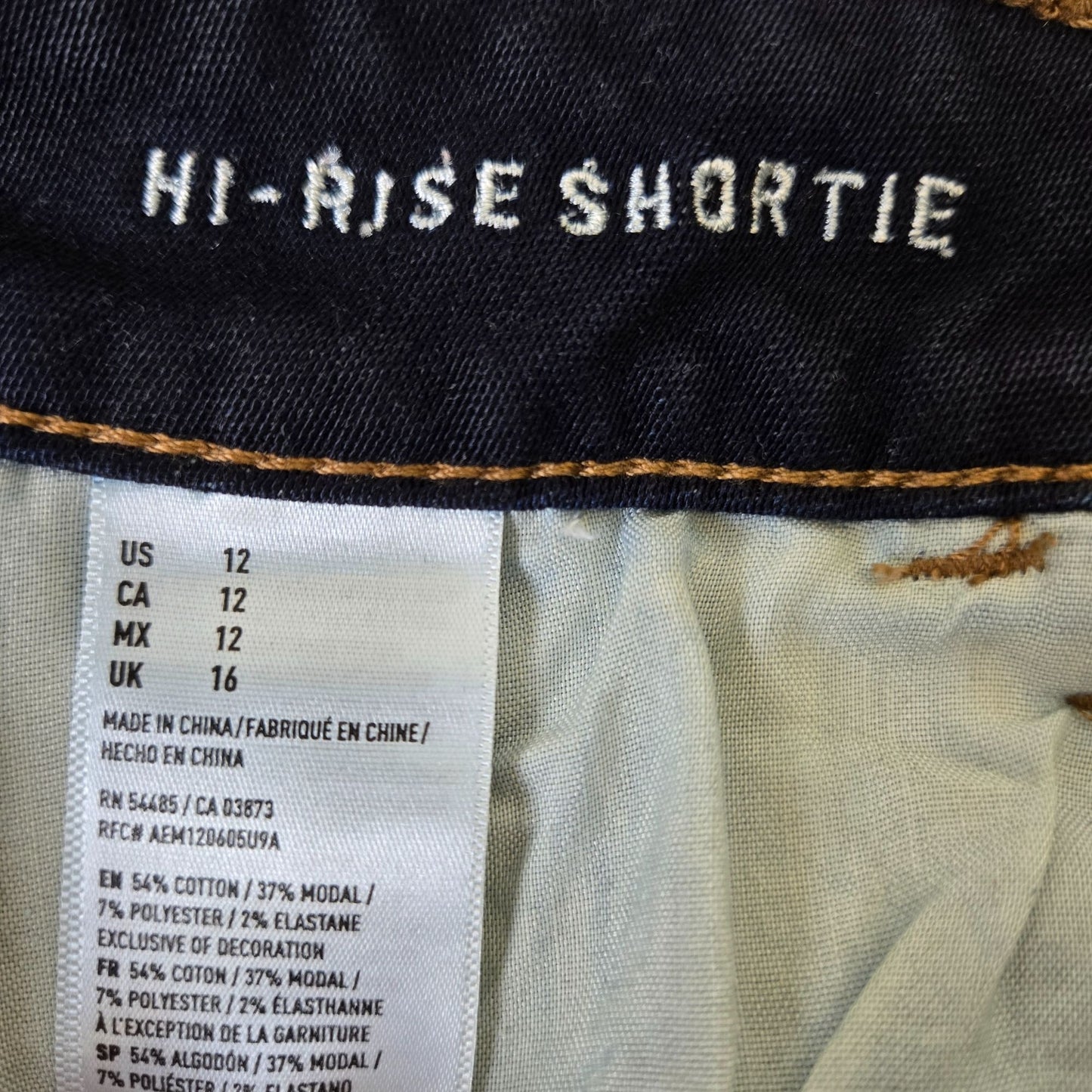 American Eagle Hi-Rise Shortie Dark Wash Cut-Off Jean Shorts Size 12