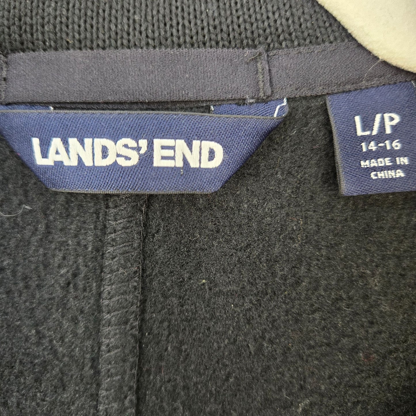 Lands' End Hidden Zip Heavier Weight Fleece Jacket Size Large