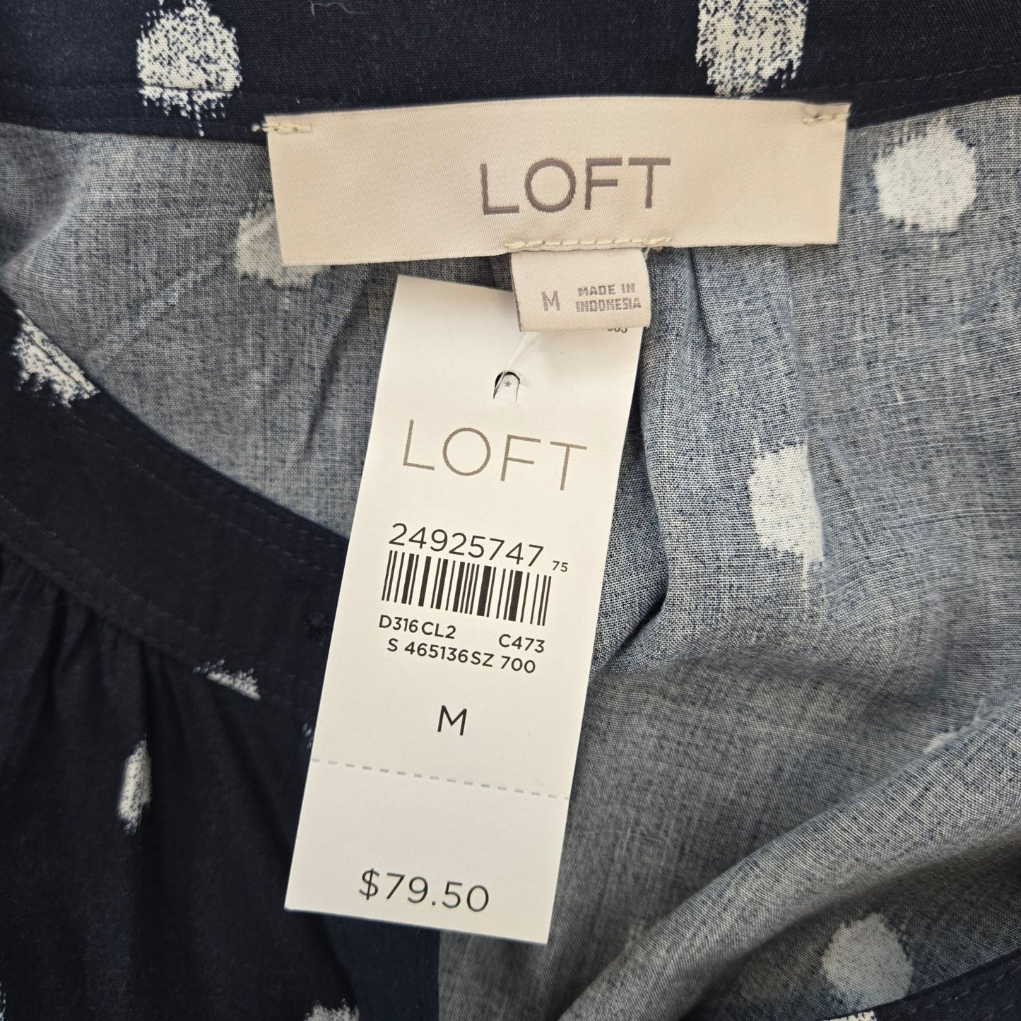 NWT Loft 100% Rayon Tie Waist Shirt Dress Size Medium