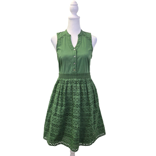 Anthropologie Wolven Sleeveless Fit and Flare Eyelet Detail Dress Size 2