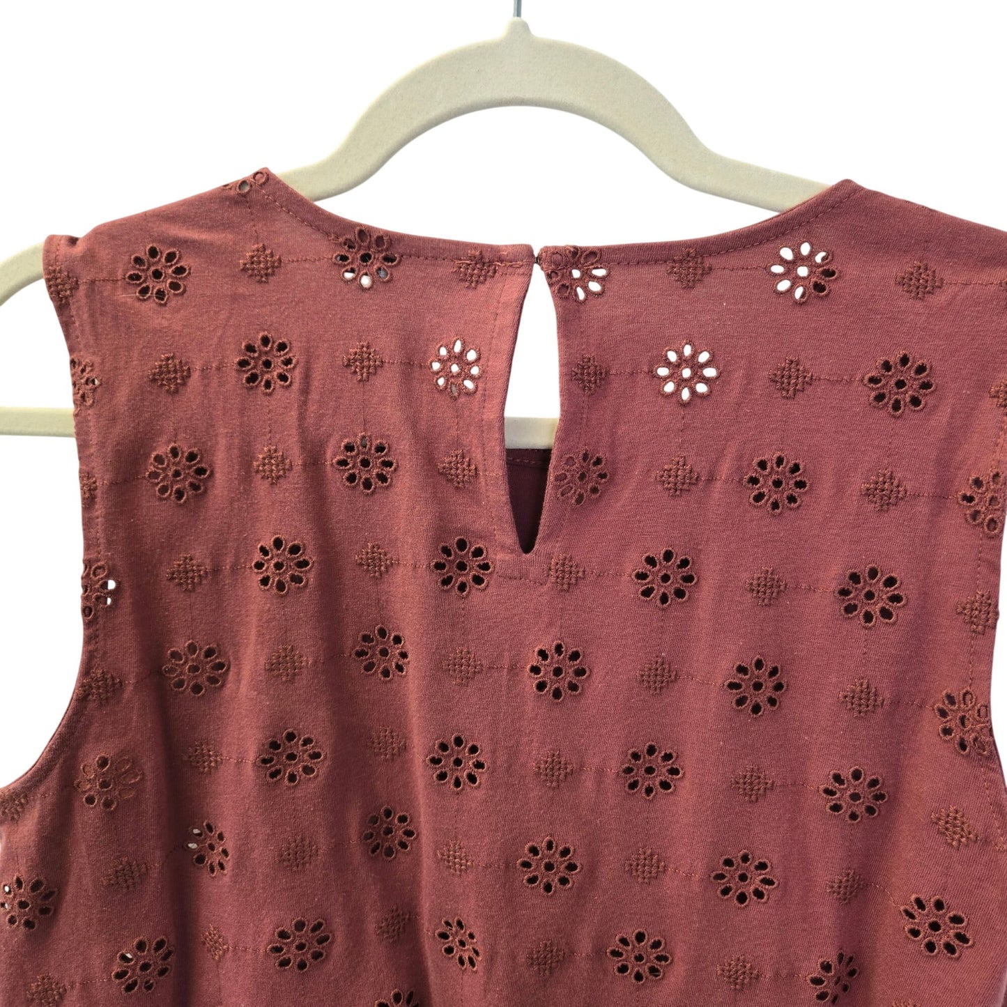 Ann Taylor Weekend Floral Eyelet Tie Waist Top Size XS