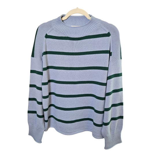 NWOT Loft Outlet 100% Cotton Oversized Striped Mock Neck Sweater Size Medium