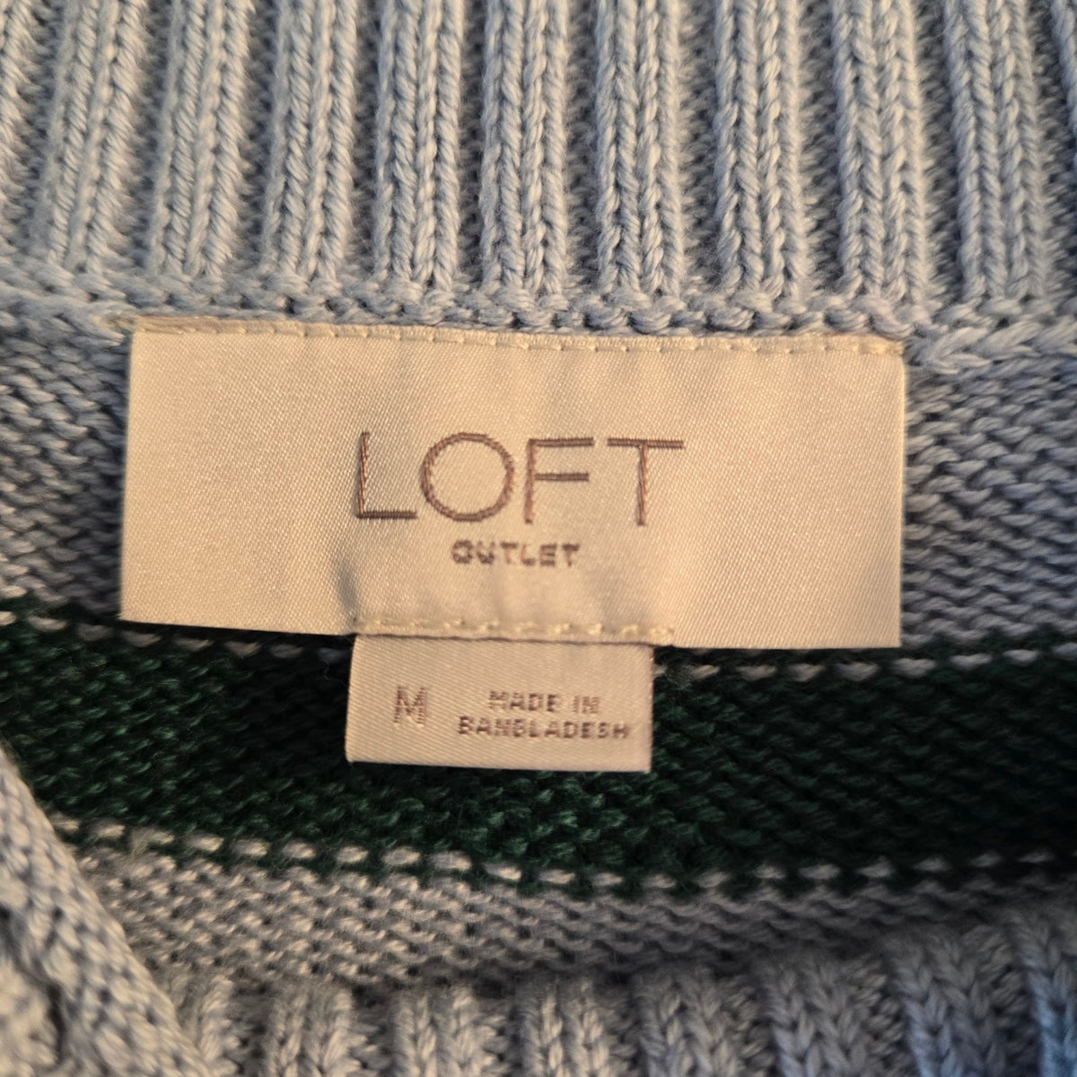 NWOT Loft Outlet 100% Cotton Oversized Striped Mock Neck Sweater Size Medium
