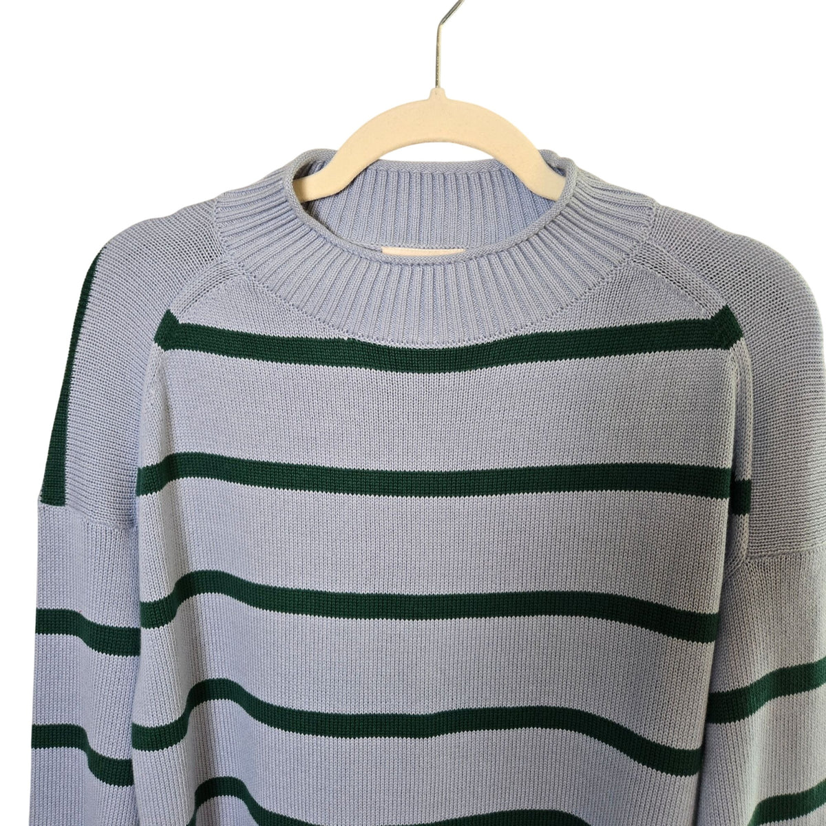 NWOT Loft Outlet 100% Cotton Oversized Striped Mock Neck Sweater Size Medium
