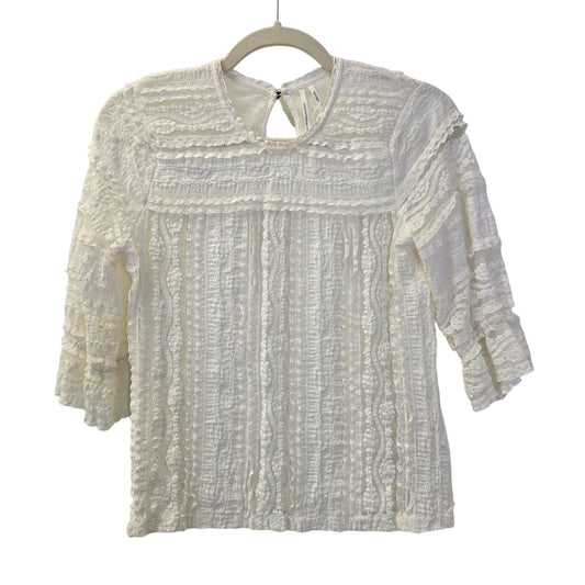 Anthropologie Layered Lace 3/4 Sleeve Top Size XS