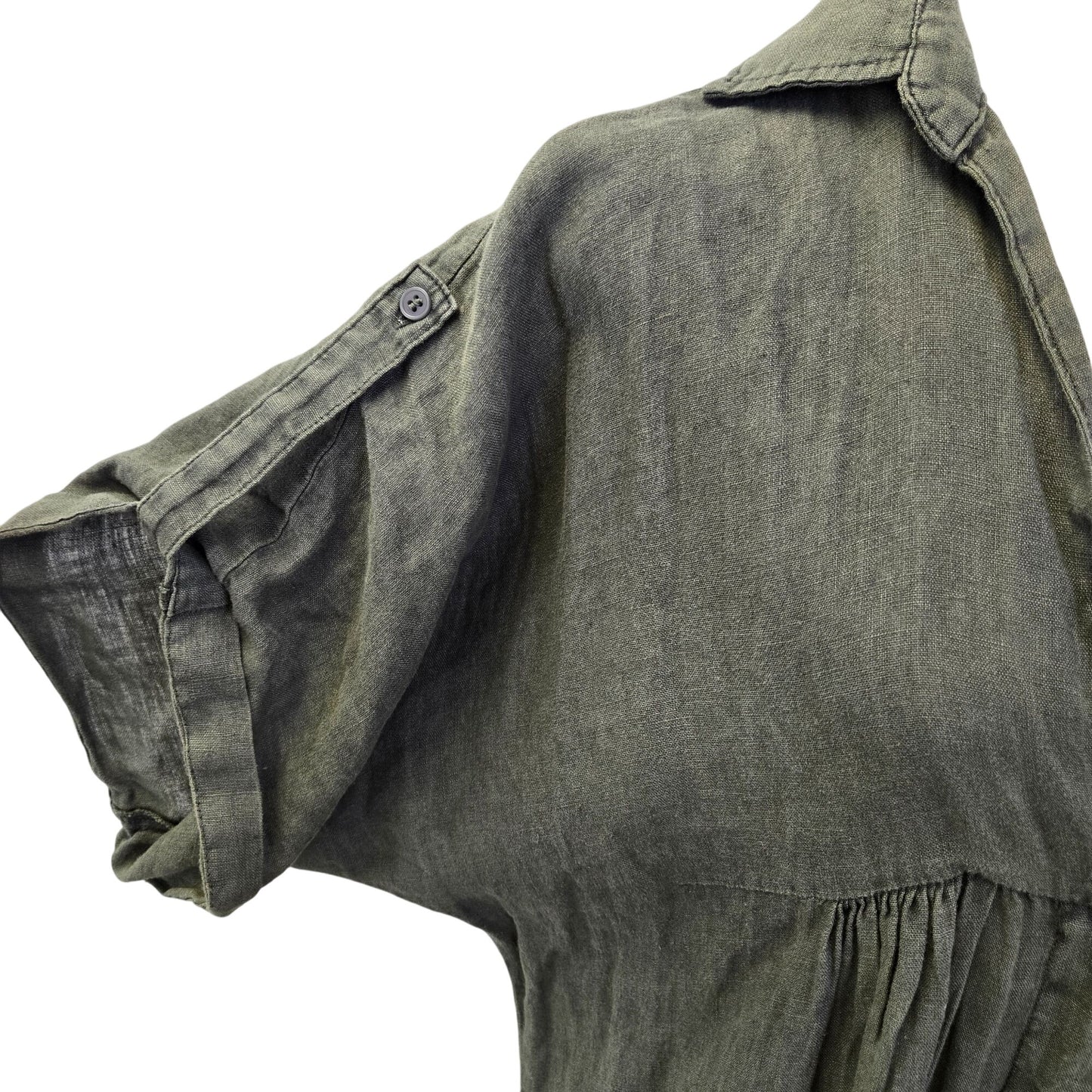 Zara Oversized Linen Hidden Button Midi Shirt Dress Size Small