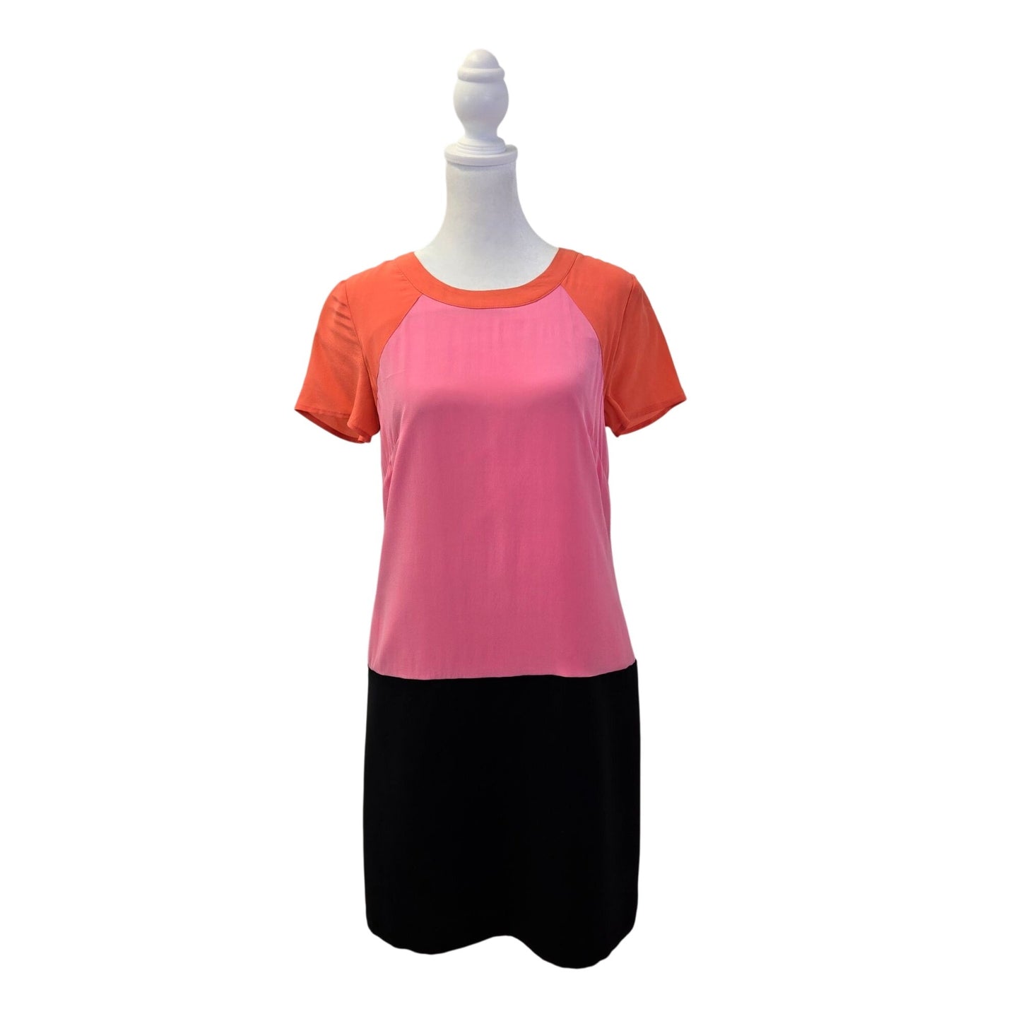 Banana Republic Silk Mixed Media Color Block Short Sleeve Dress Size 2
