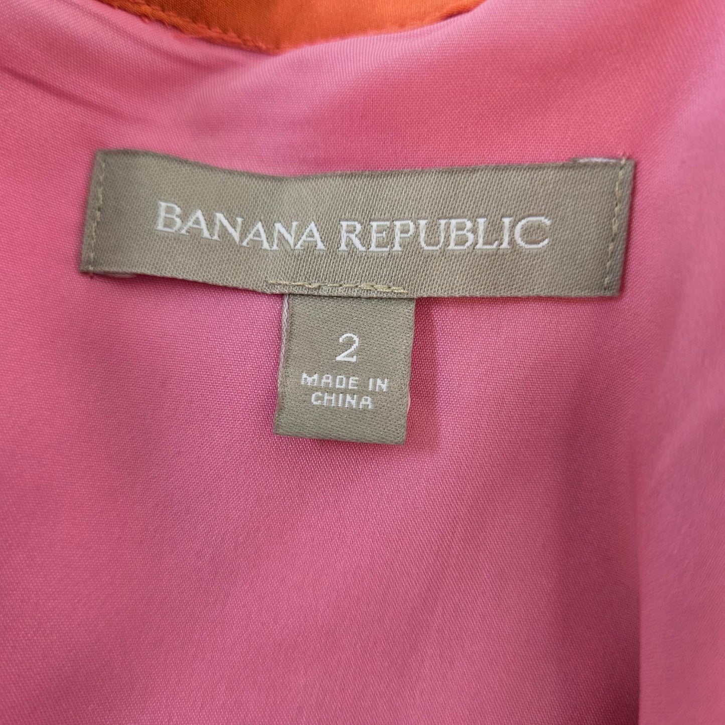 Banana Republic Silk Mixed Media Color Block Short Sleeve Dress Size 2