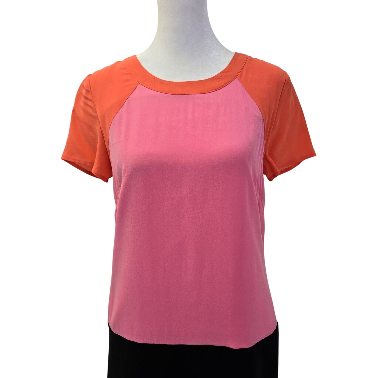Banana Republic Silk Mixed Media Color Block Short Sleeve Dress Size 2