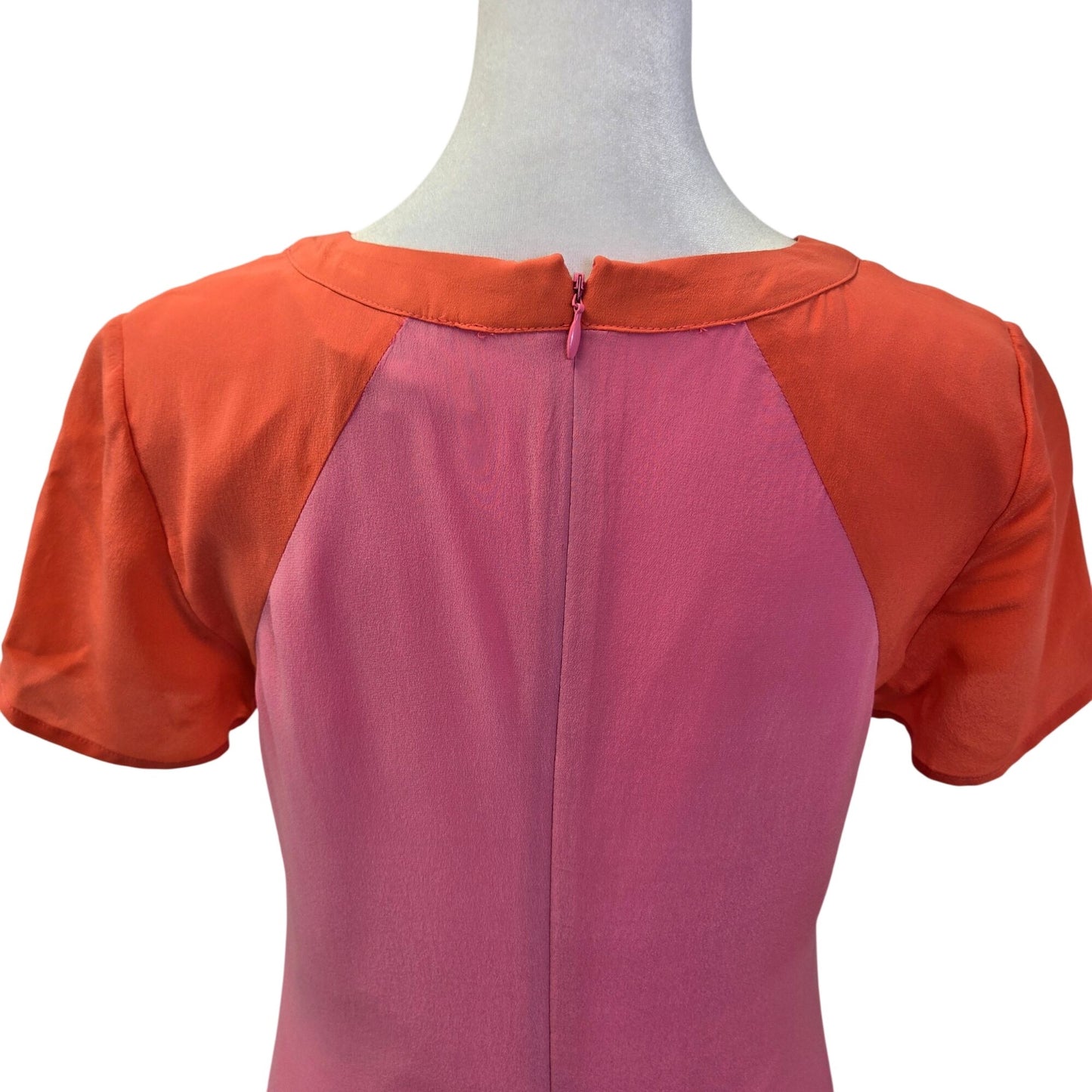 Banana Republic Silk Mixed Media Color Block Short Sleeve Dress Size 2