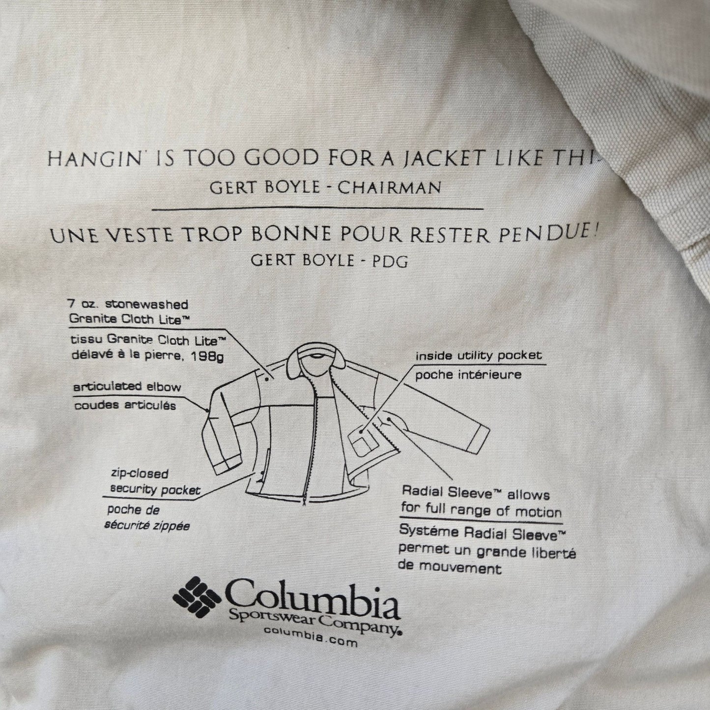 Columbia Stonewashed Granite Cloth Canvas Full Zip Jacket Size Large