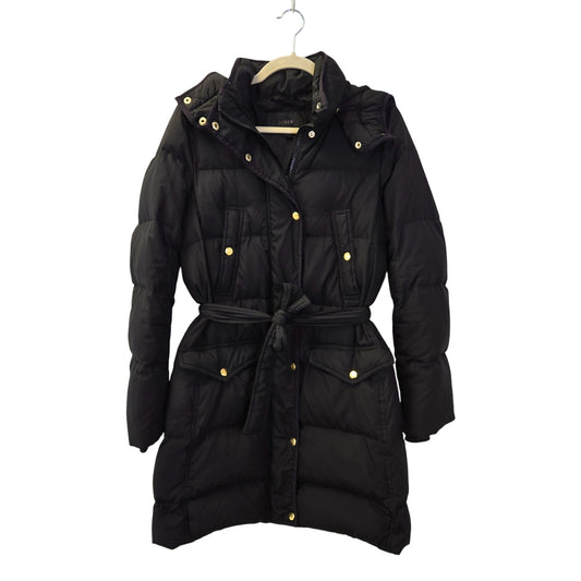 J. Crew Wintress Down Filled Belted Puffer Coat with Removable Hood Size Medium