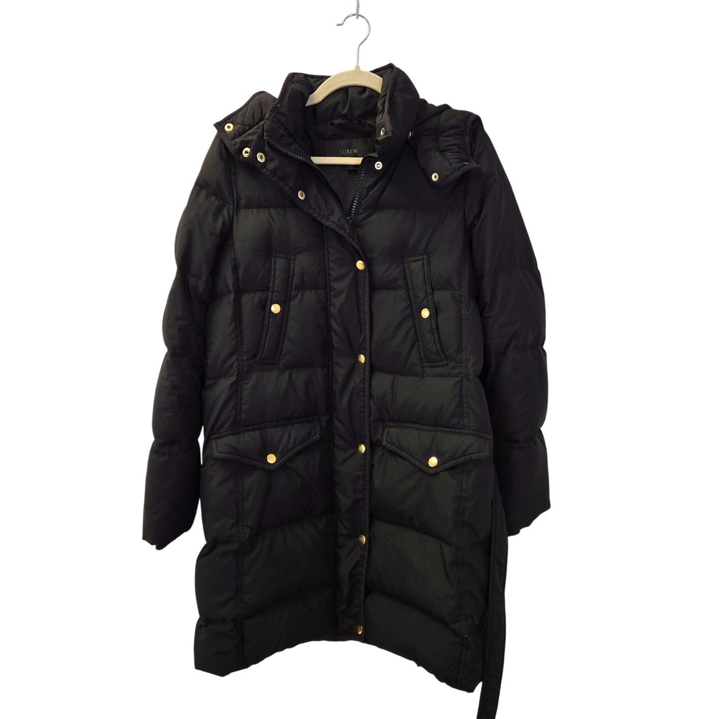 J. Crew Wintress Down Filled Belted Puffer Coat with Removable Hood Size Medium