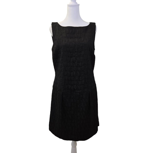 Kenneth Cole Textured Drop Waist Little Black Shift Dress Size 6