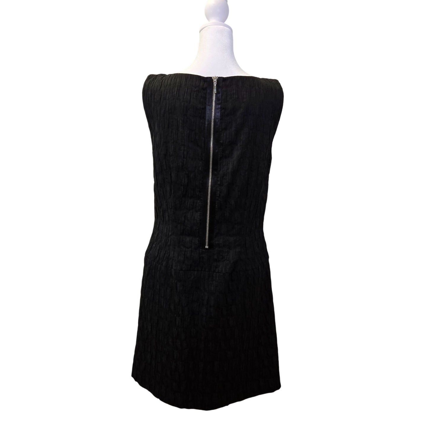 Kenneth Cole Textured Drop Waist Little Black Shift Dress Size 6