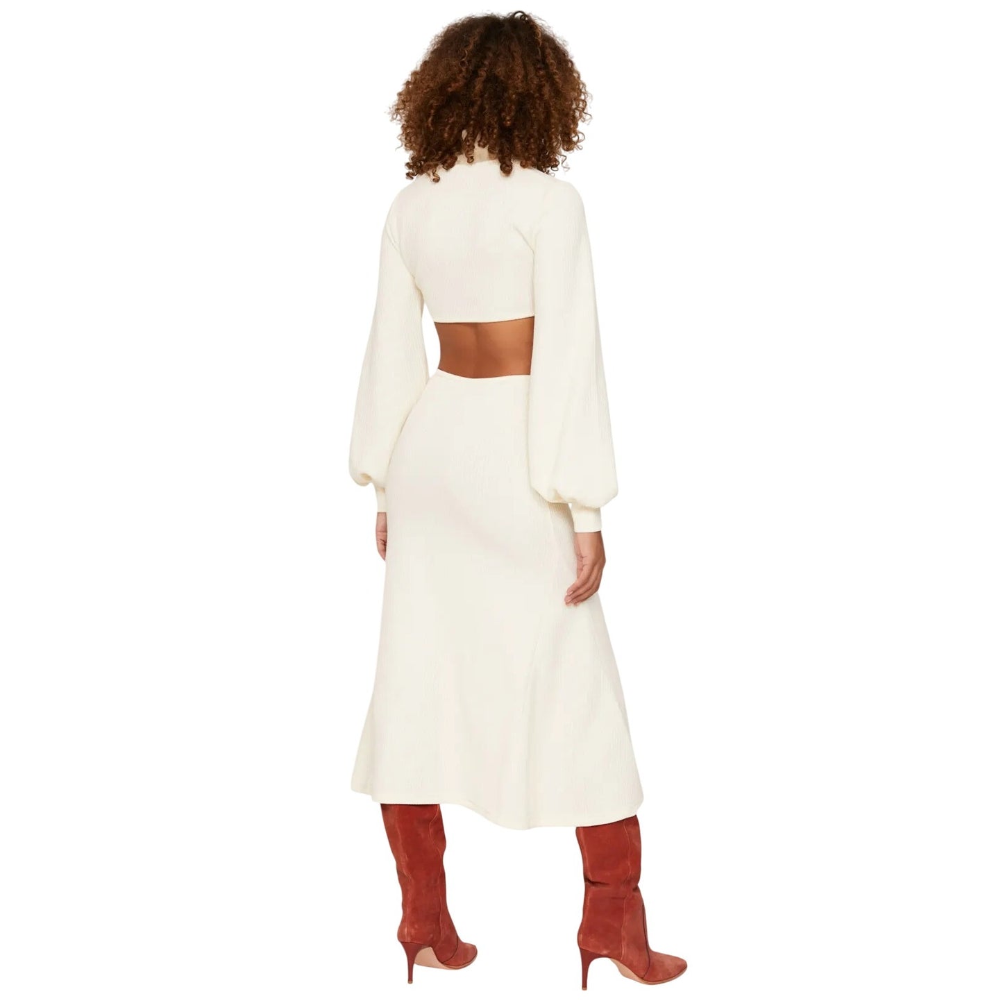 NWT WeWoreWhat Wide Rib Cutout Sweater Midi Dress in Cacao Size XL