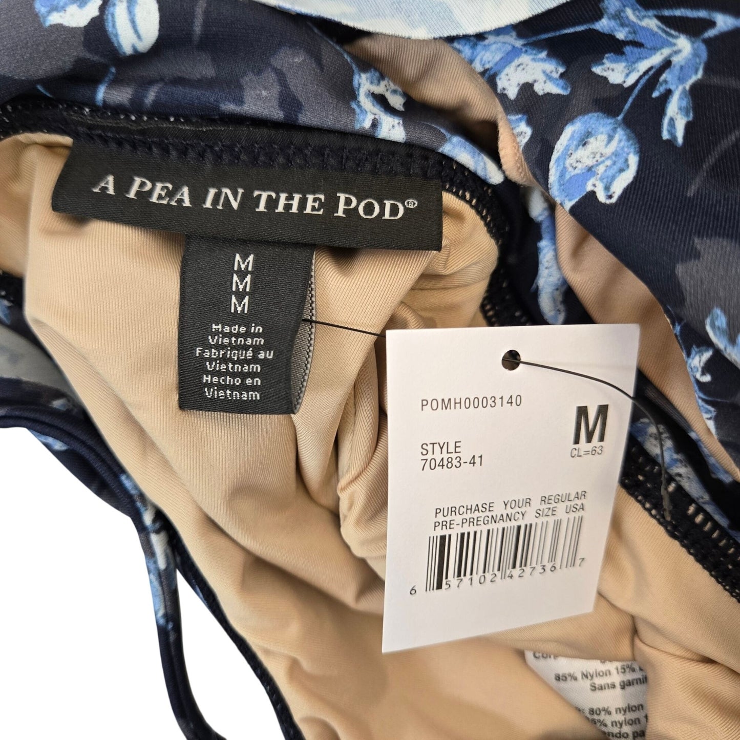 NWT A Pea in the Pod White Floral Ruffled Maternity One-Piece Swimsuit Size Medium
