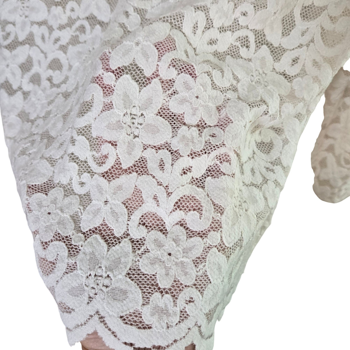 NWOT Loft Brushed Lace Mock Neck Puff Sleeve Top Size Medium