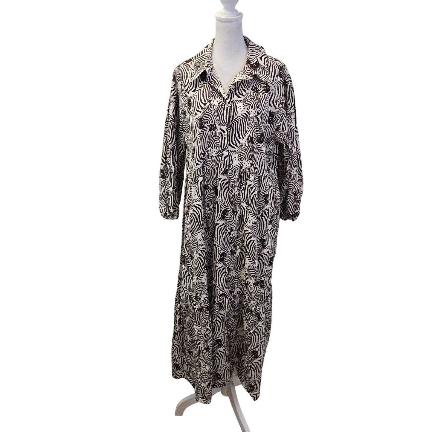 Anthropologie Maeve Bettina Zebra Print Midi Dress Size Large