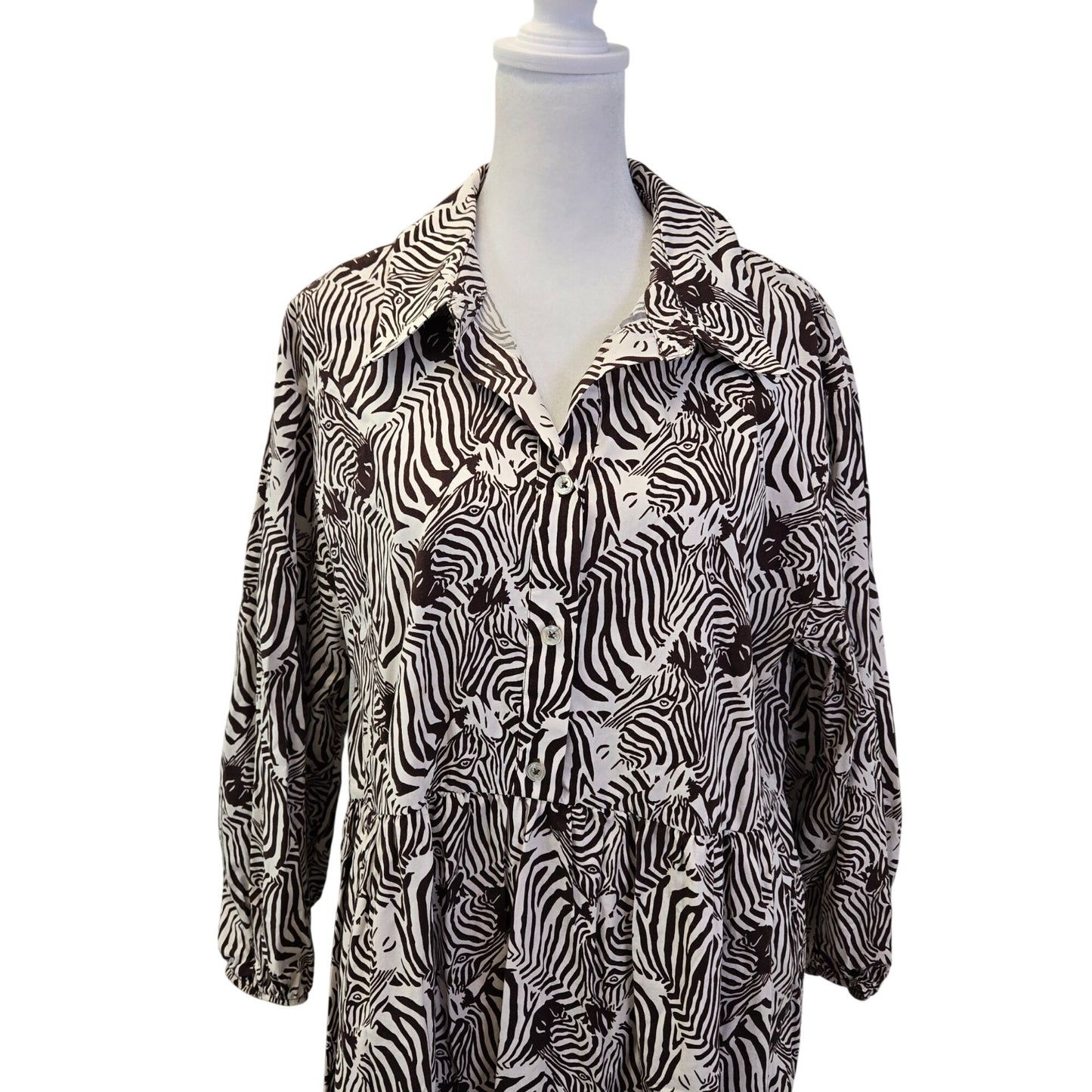 Anthropologie Maeve Bettina Zebra Print Midi Dress Size Large