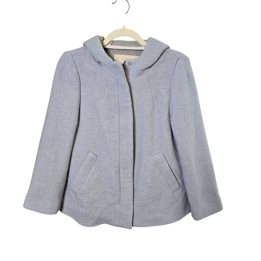 Zara Wool Blend Baby Blue Hooded Full Zip Jacket Size Small