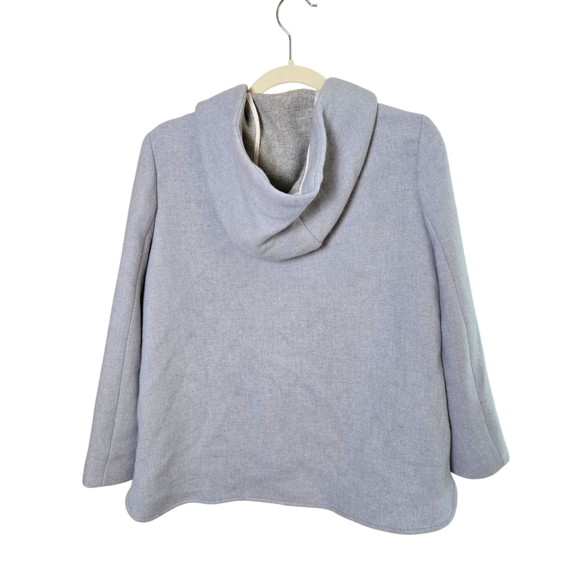 Zara Wool Blend Baby Blue Hooded Full Zip Jacket Size Small