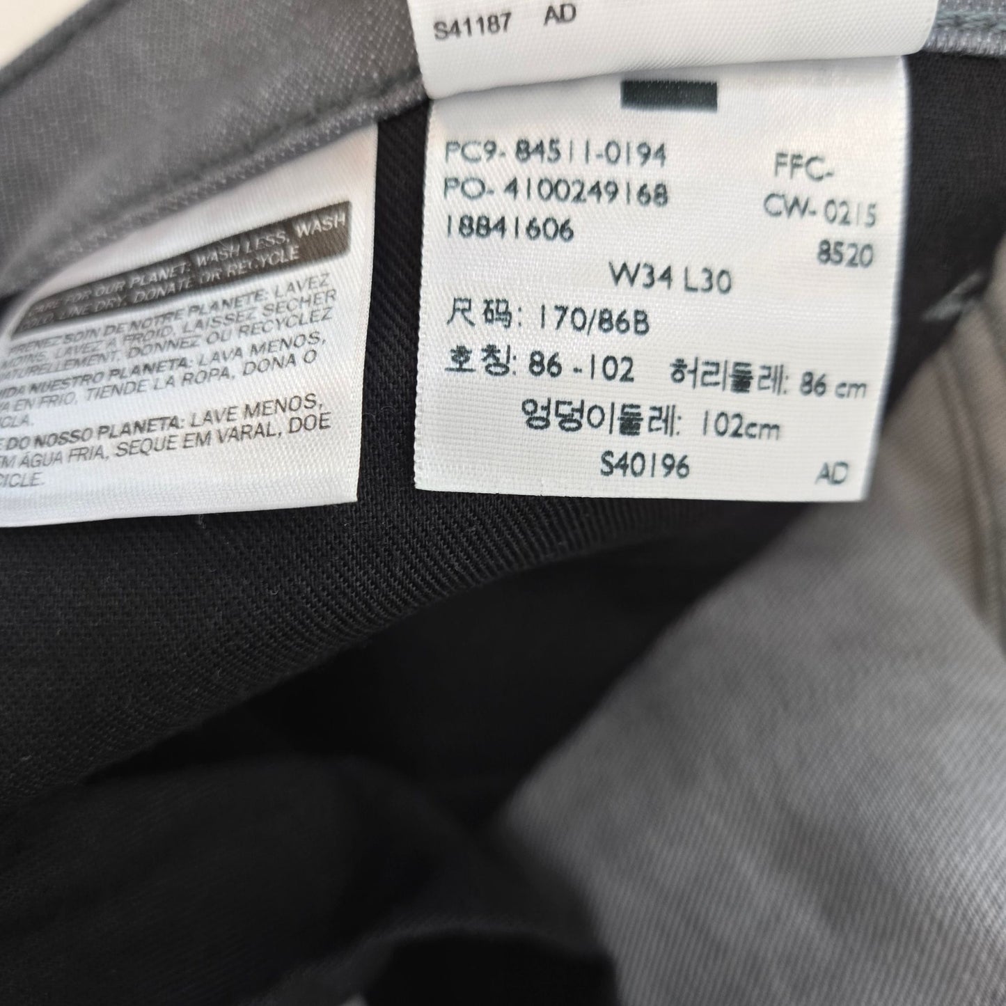 Levi's 511 Straight Leg Gray Jeans Size 34x30