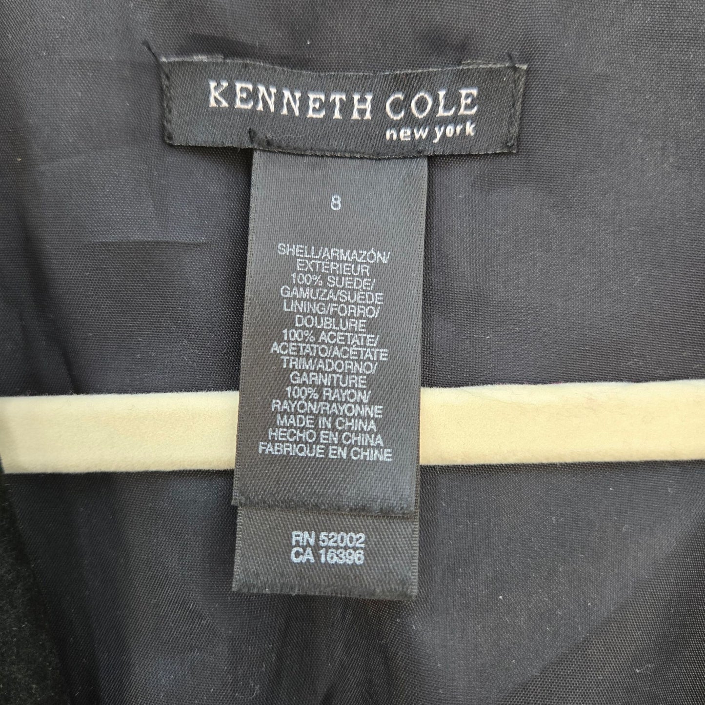 Kenneth Cole 100% Suede Leather Crochet Embellished Hippie Jacket Size 8