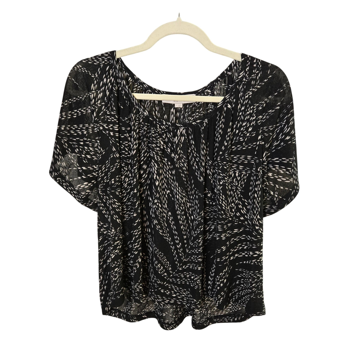 NWT Loft Wheat Print Flutter Short Sleeve Blouse Size Small