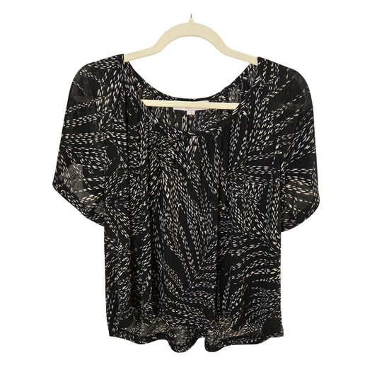 NWT Loft Wheat Print Flutter Short Sleeve Blouse Size Small