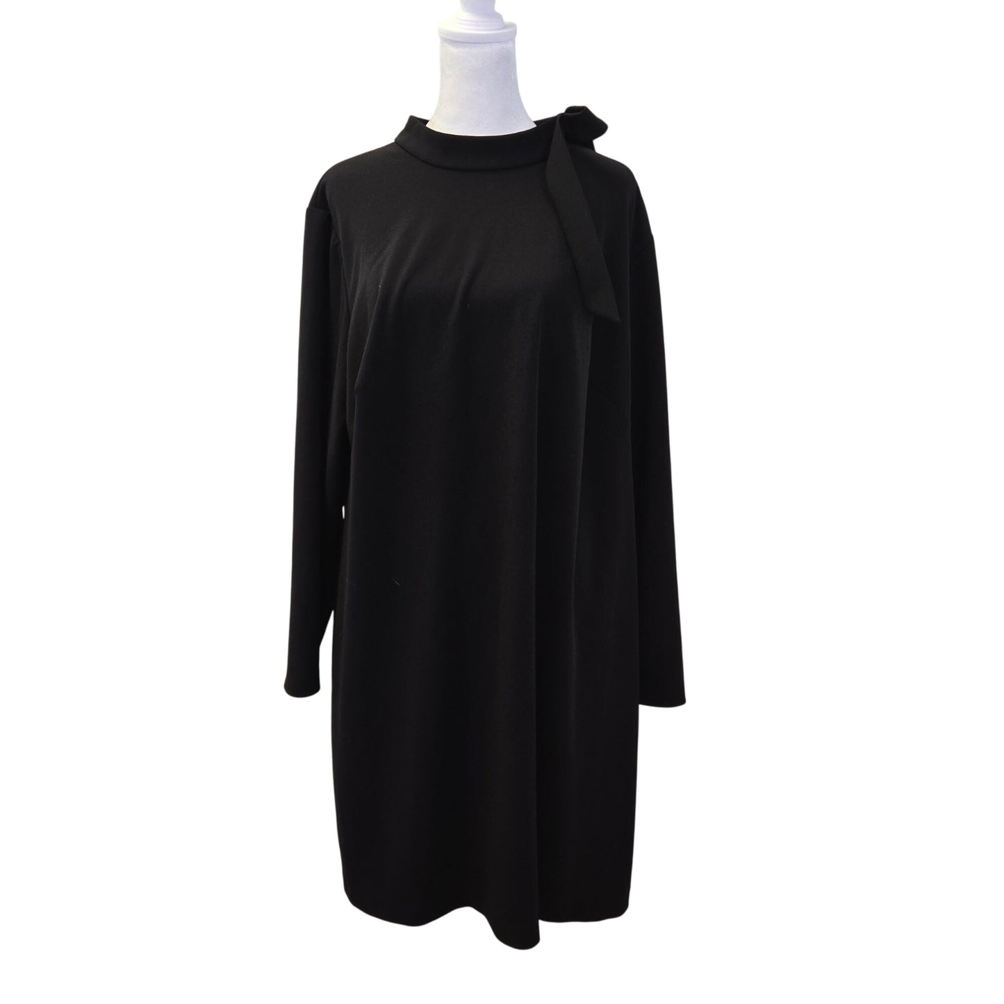 Calvin Klein Long Sleeve Shift Dress with Neck Bow Accent Size 20W
