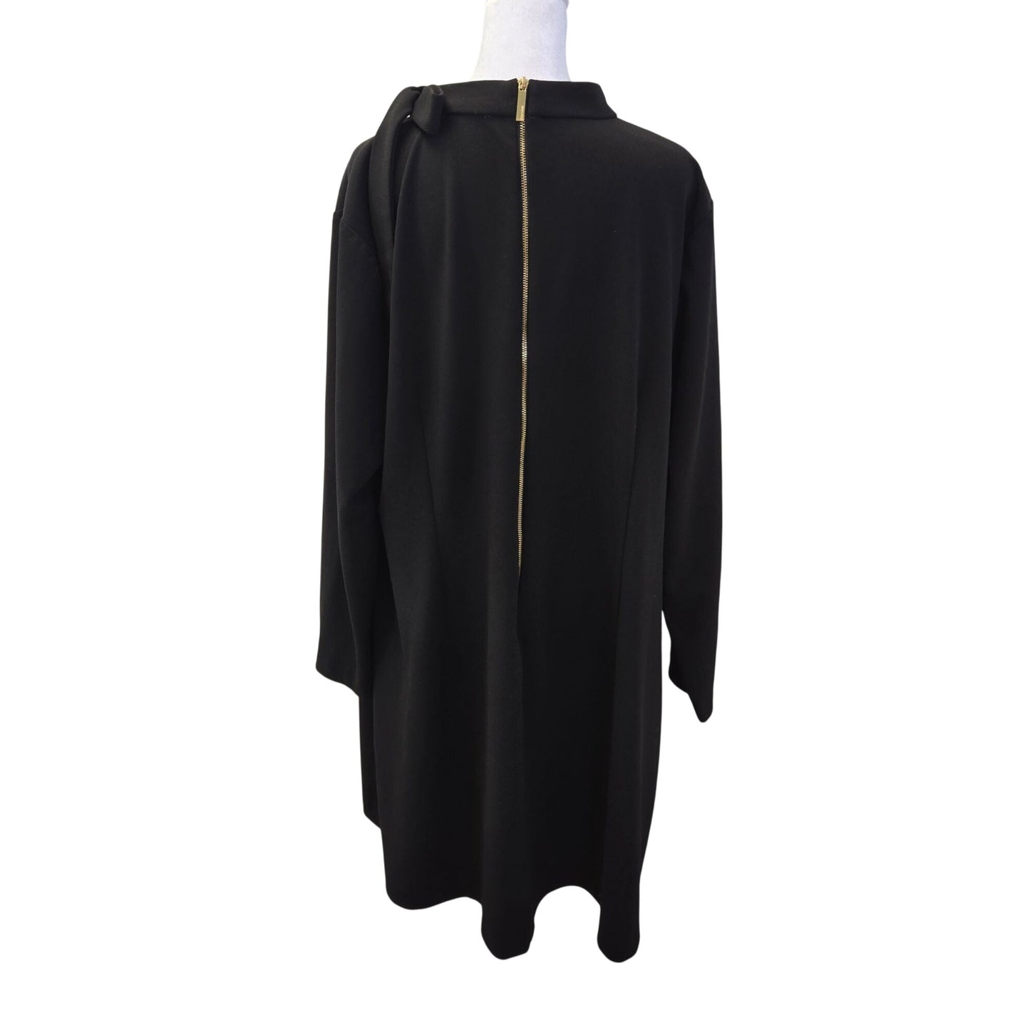 Calvin Klein Long Sleeve Shift Dress with Neck Bow Accent Size 20W