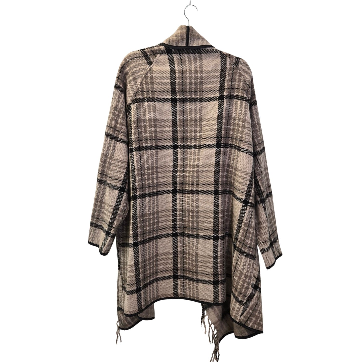 Tart Collection Wool Blend Fringe Accent Plaid Poncho Sweater Size 3X