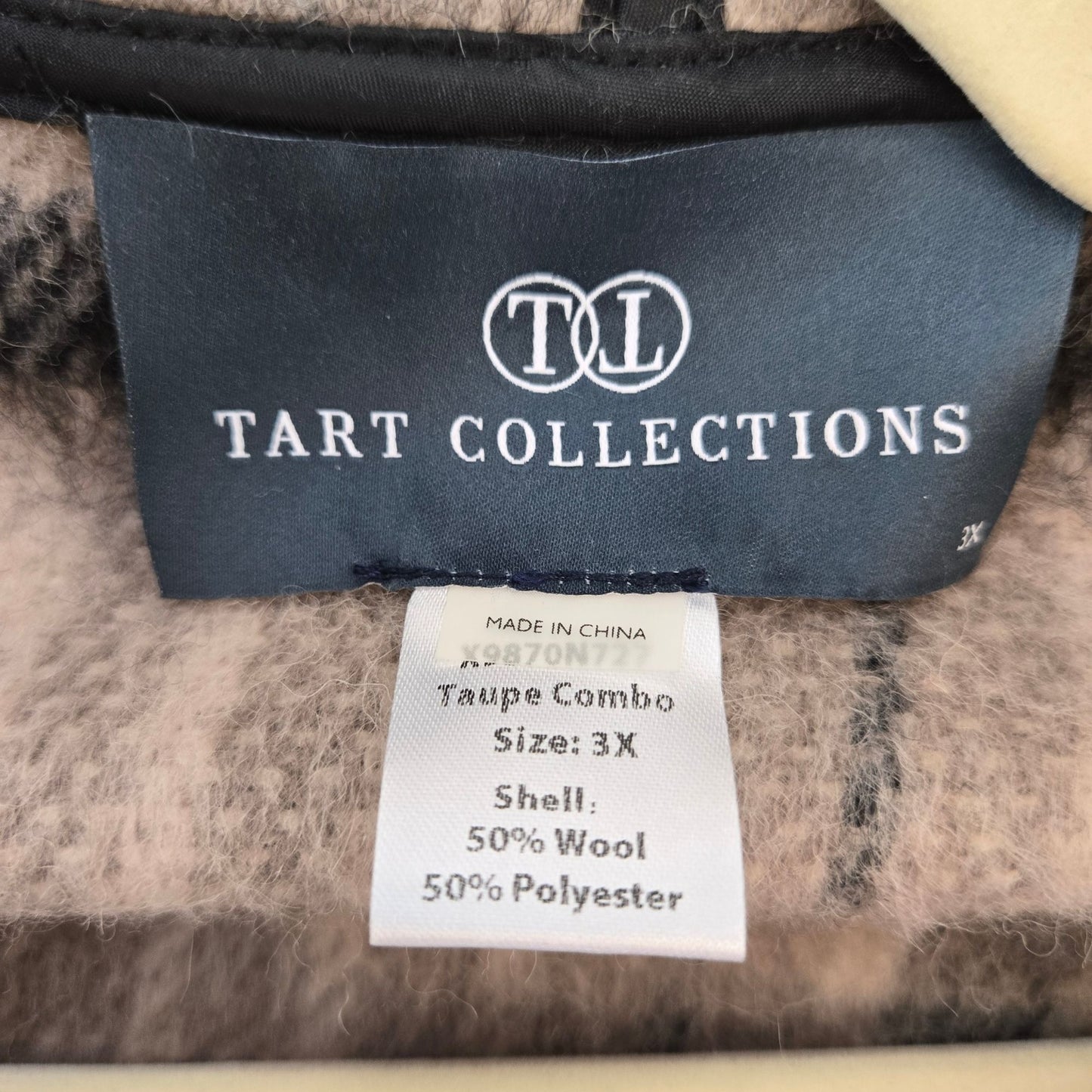 Tart Collection Wool Blend Fringe Accent Plaid Poncho Sweater Size 3X