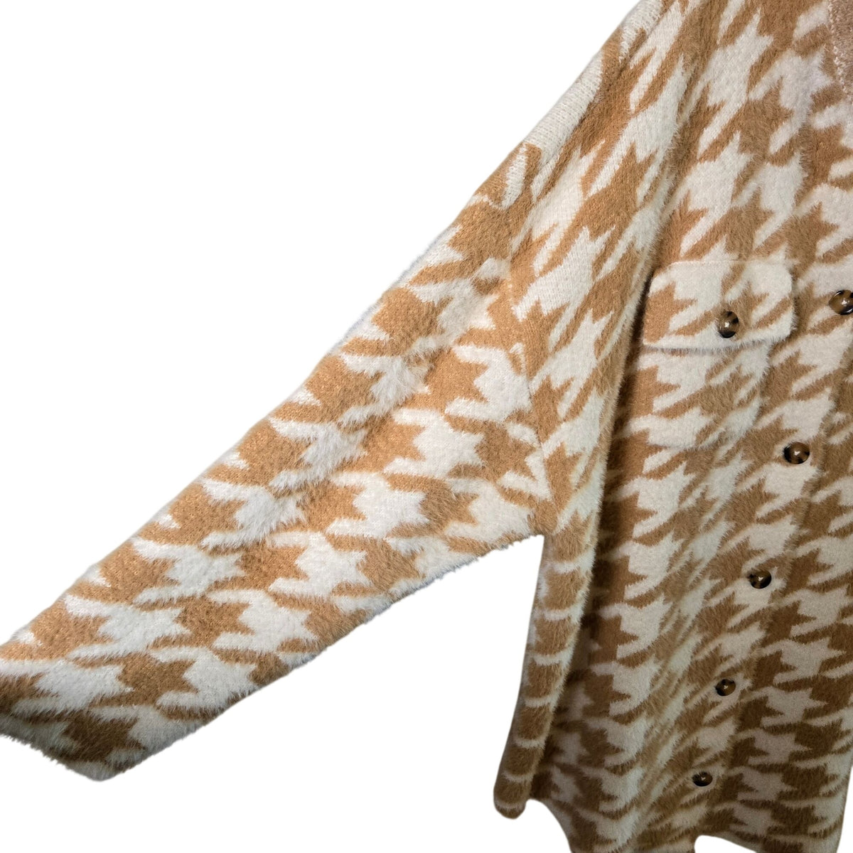 Torrid Houndstooth Iced Coffee Eyelash Shacket Sweater Size Torrid 3/3X