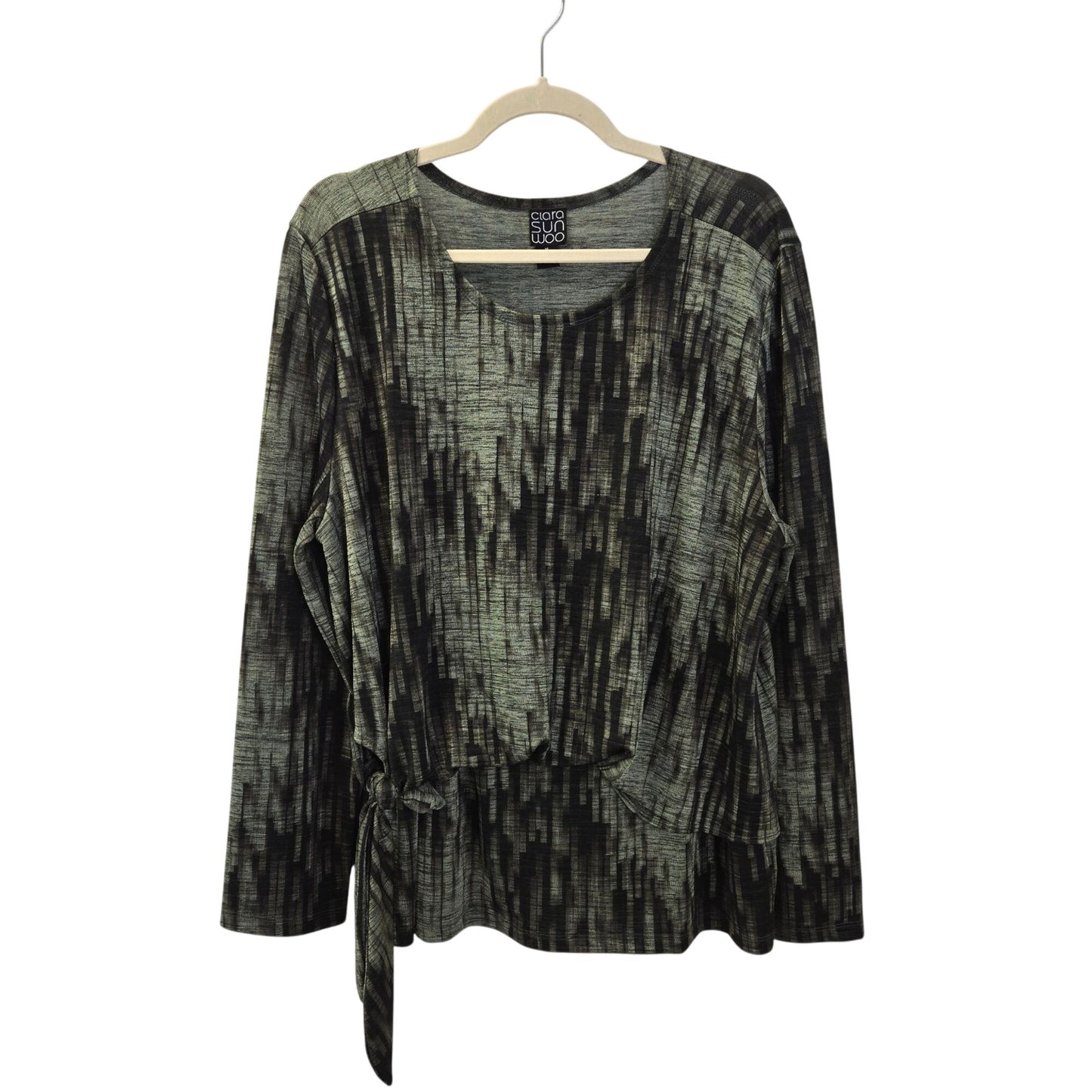 Clara Sunwoo Crinkle Pleat Blouson Overlay Side Tie Detail Top Size XL