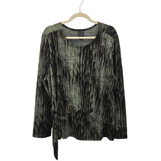 Clara Sunwoo Crinkle Pleat Blouson Overlay Side Tie Detail Top Size XL