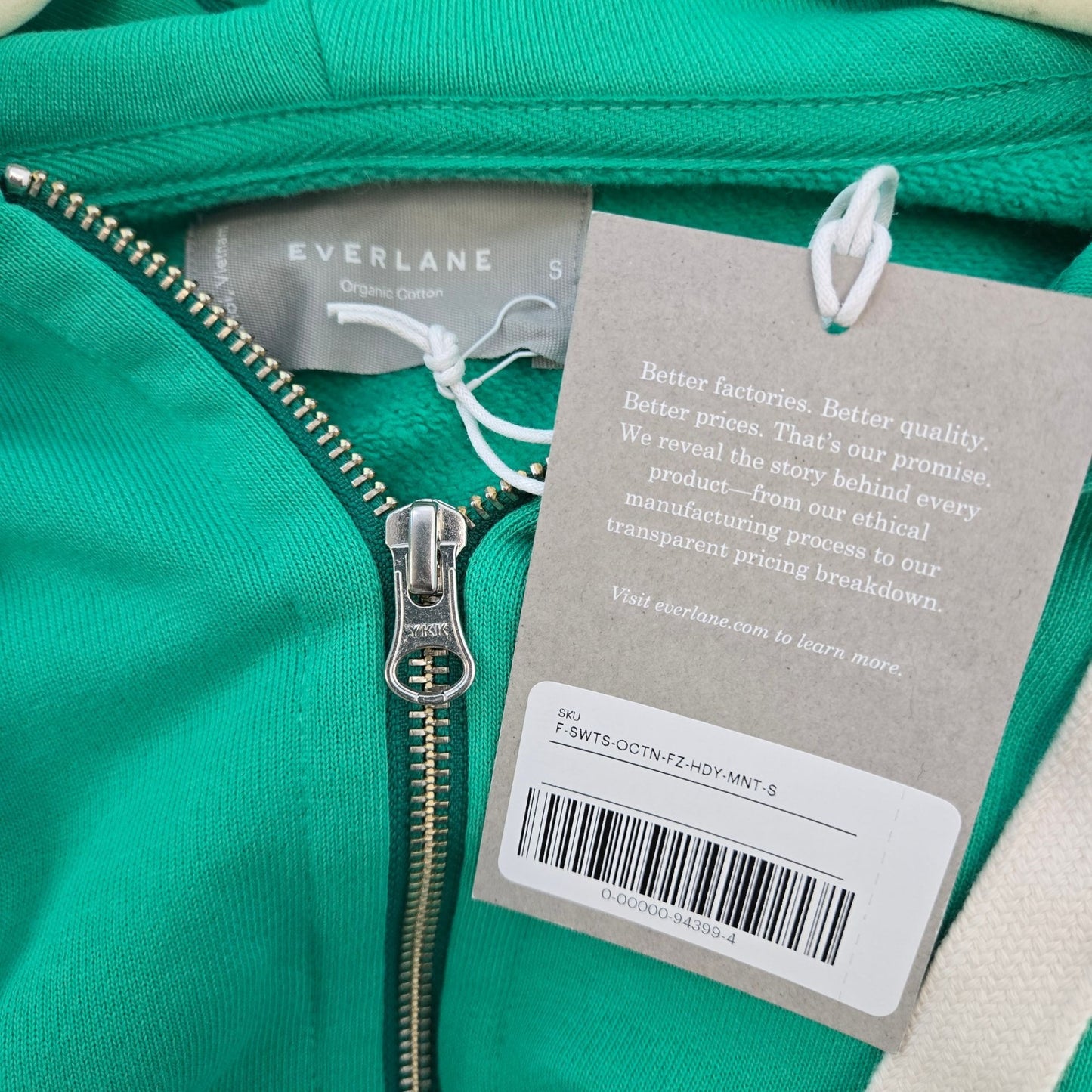 NWT Everlane Track Organic Cotton Full Zip Hoodie Size Small