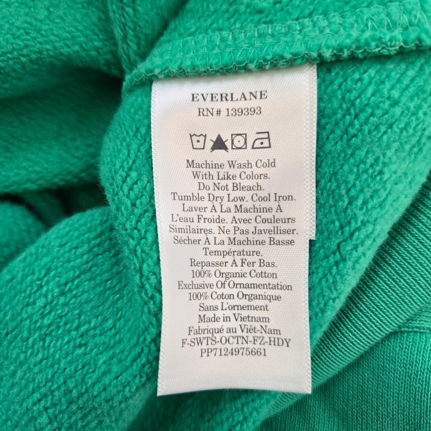 NWT Everlane Track Organic Cotton Full Zip Hoodie Size Small