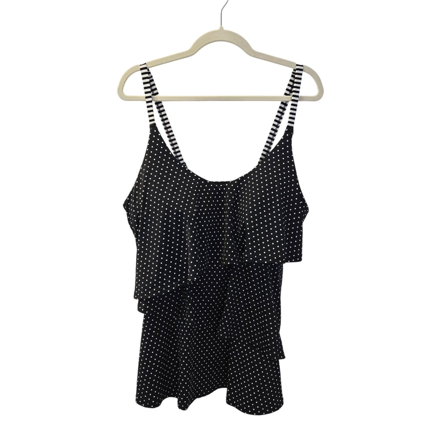 Cacique Swim Polka Dot Lightly Lined No Wire Tiered Swim Tankini Top Size 18