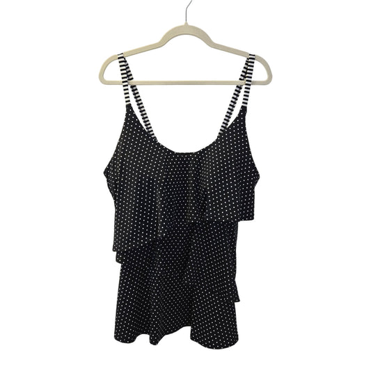 Cacique Swim Polka Dot Lightly Lined No Wire Tiered Swim Tankini Top Size 18